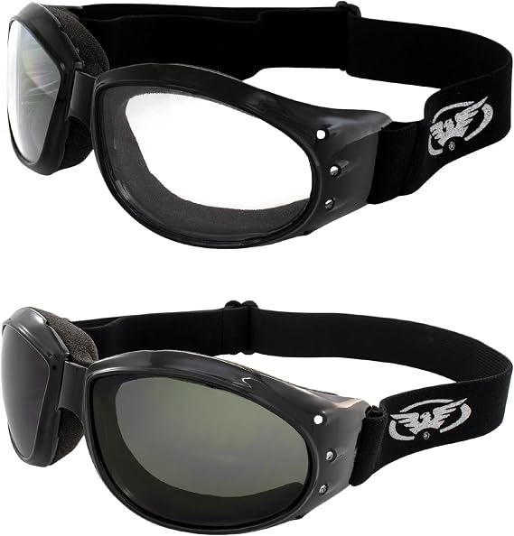 Global Vision Red Baron Motorcycle Aviators Dirt Bike ATV UTV Riding Goggles for Men & Women Clear & Smoke for Day & Night