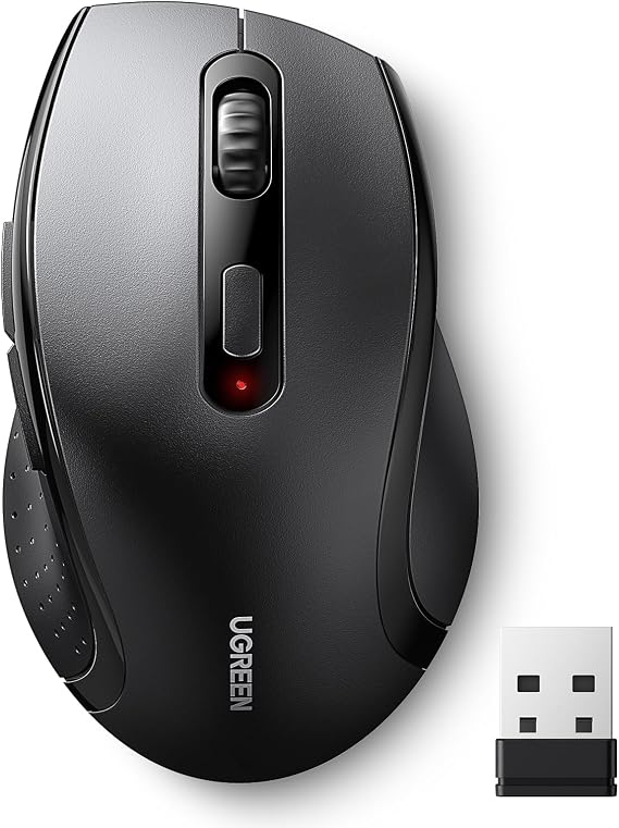 UGREEN 2.4GHz Wireless Mouse Ergonomic 1600 DPI USB Receiver Compatible with Windows Mac Linux Chromebook Laptop PC