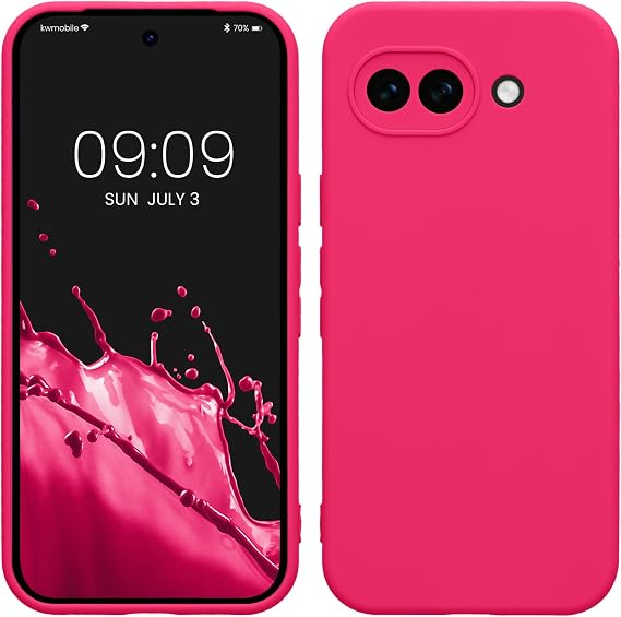kwmobile Case for Google Pixel 10a Case - Protective Slim TPU Phone Cover - Soft Matte Finish - Neon Pink
