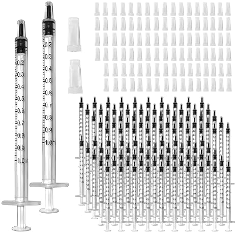 100 Pcs 1ml 1cc Syringe No Needle Plastic Syringe with Caps