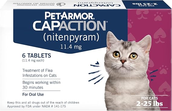 PetArmor CAPACTION Oral Flea Tablets Cats 2-25 lbs, Nitenpyram, 6-Dose