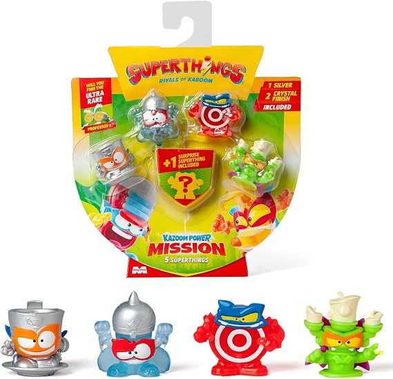 Superthings Kazoom Power Mission - Pack of 5 - Includes 5 SuperThings (Includes 1 Surprise Figure and 1 Silver Super Guide) - Pack of 6