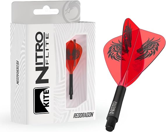 RED DRAGON Darts – Nitro Flite Integrated Flight & Shaft System | Jonny Clayton 'The Ferret' | Kite Shape and Design – Black & Orange, Medium Length