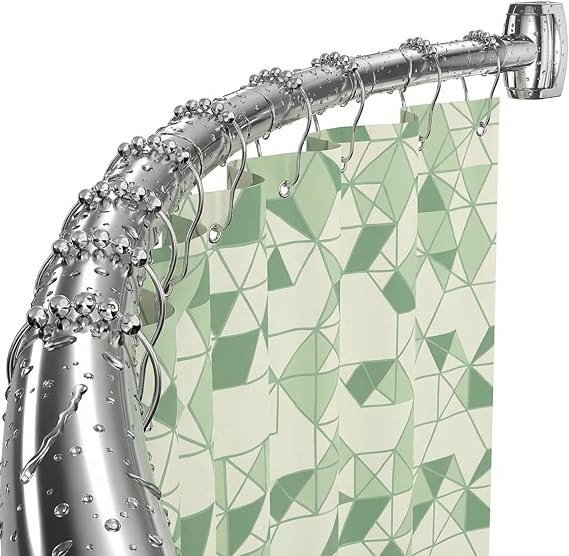 Curved Shower Curtain Rod, Adjustable 33-78 Inches Silver All Stainless Steel Curved Shower Rod, Shower Curtain Rod for Extra Shower Space for Bathroom, Bathtub, Stall, No Rust, Need to Drill