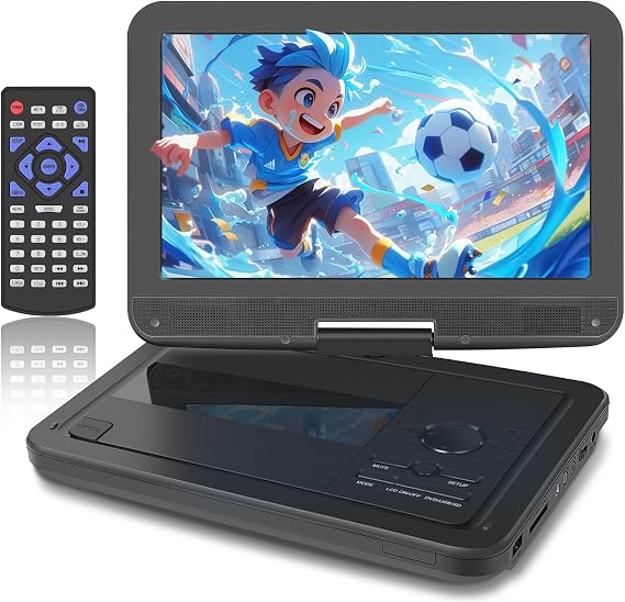 12.5" Portable DVD Player with 10.1 HD Swivel Screen, 5-6Hrs Play