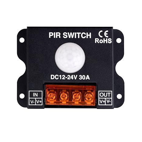 DC 12V 24V 30A PIR Sensor LED Motion Sensor Switch, Infrared Sensing Controller for Flexible LED Light Strips