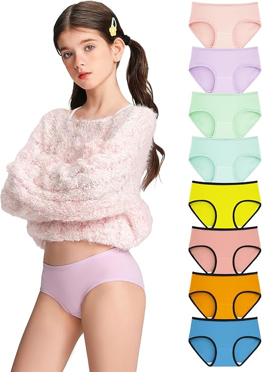 TIICHOO Girls Underwear for Teens Ages 8-16 Cotton Soft Girls Panties 8Pack