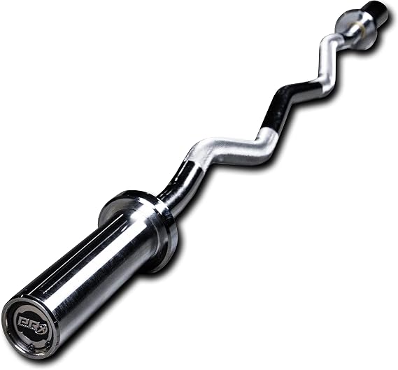 PRx Performance Olympic EZ Curl Bar 47" Super Curl Knurled Barbell For Strength Training Bicep Curls Tricep Extensions 2" Sleeves Weight Lifting Home Fitness
