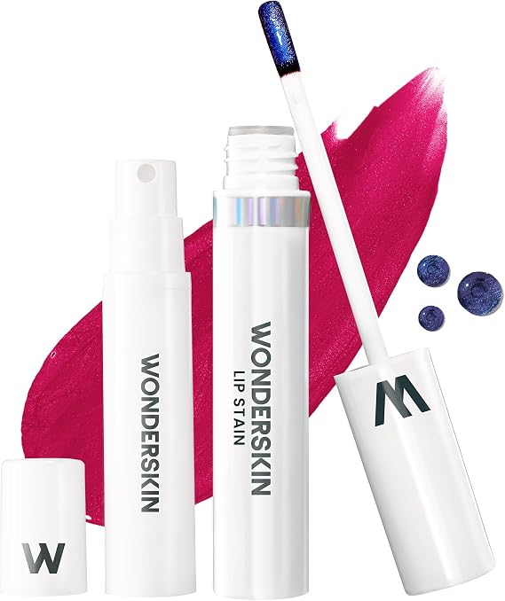 Wonderskin Lip Stain Kit – Long Lasting, Waterproof, Lip Tint Peel Off | Transfer-proof bright plum lip tint system with everything needed for effortless application and lasting color.