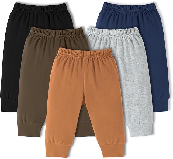 5 Pack Baby Boys Pants Toddler Pull on Sweatpants Infant Cotton Joggers