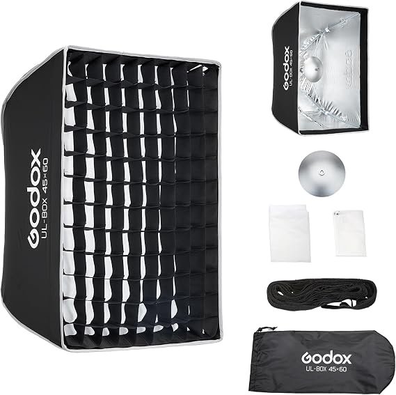 Godox UL Box 45 x 60 cm / 18 x 24 inch Quick Release Umbrella Softbox - Compact Rectangular Softbox with Diffusers and Quick Setup Compatible with Bowens Mount