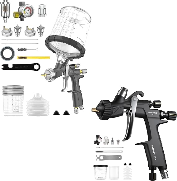 InoKraft D1 LVLP Air Spray Gun Premium Kit with 22 Ounce Disposable Paint Cups, InoKraft Drizzle Pro LVLP Spray Gun, Precise Low-Overspray Performance with Ultra-Light 340g Design