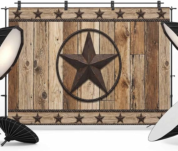 7x5ft Photography Backdrop,Western Star Retro Wooden Board Professional Photography Background Screen for Photoshoot Studio Booth Props Party Backdrop Curtain,Farmhouse Brown Plank