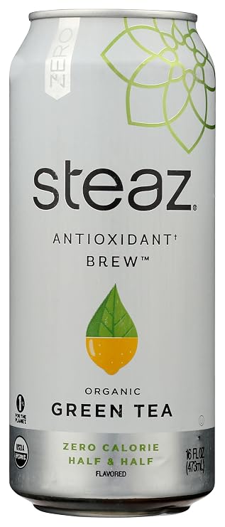 Steaz, Tea Green Half Half Zero Cal Organic, 16 Fl Oz
