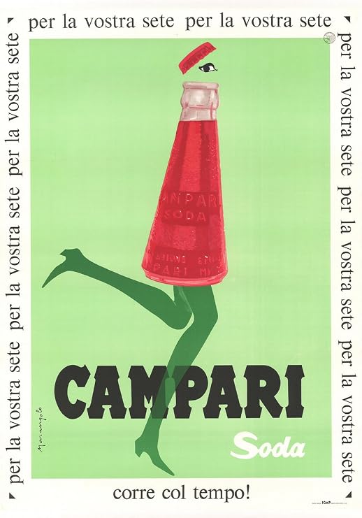 Historic Pictoric Campari 1950-24in x 18in Vintage Italian Poster Print