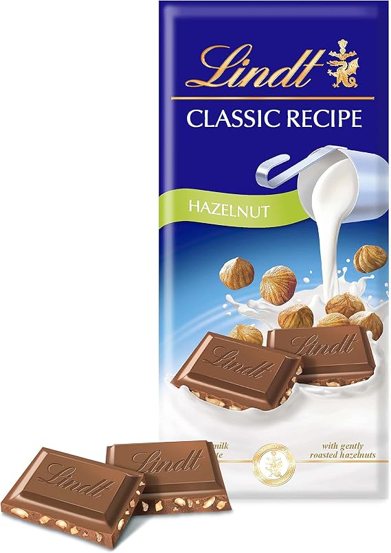 Lindt CLASSIC RECIPE Hazelnut Milk chocolate bar, 125g