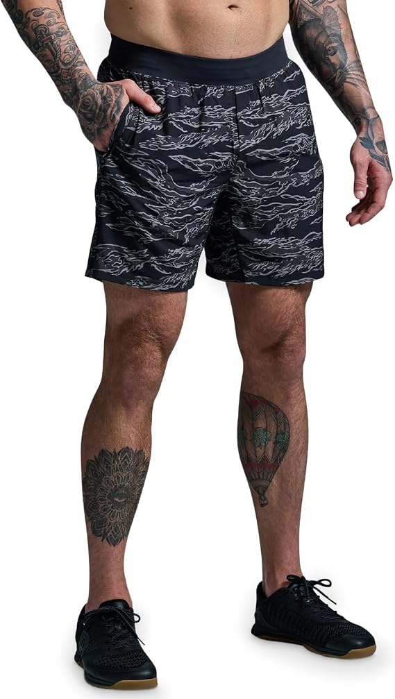 Born Primitive Men's Versatile Short with Compression 7" | Lightweight Athletic Training Stretchy Activewear Bottoms with Liner & Pockets