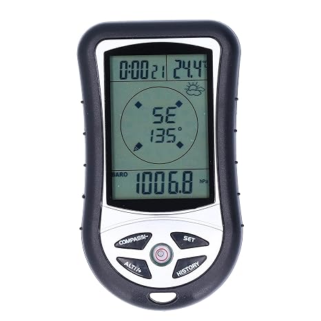 Digital Compass Altimeter, Multi Function Altimeter Barometer with 5 Seconds High Brightness Blue LED Electronic Backlight, Eight Directional Mode Display Compass Outdoor Digital Display Device