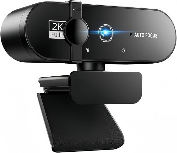 Full HD Webcam with Microphone, 2K Webcam for PC, 90 FOV, Dual Microphone Streaming Web cam for Clear Stereo Audio, Plug and Play USB Web cam for Zoom/Skype/Teams, Conferencing and Video
