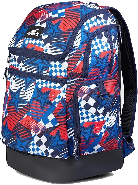 Speedo Teamster 2.0 Rucksack Backpack 35L - For Swimming - Stars - Black/Blue/Red/White