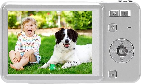 Tbest Digital Camera 4K Video 64MP HD Auto Focus 16X Zoom Retro Sliding Cover 2.8 Inch Screen Travel Photography for Students and Travelers ABS Material (Silver)