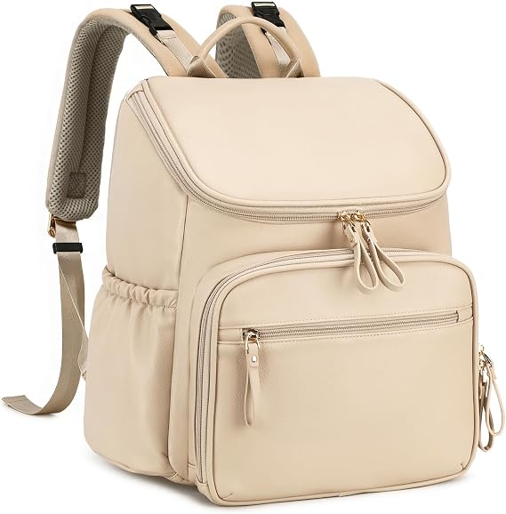 LORADI Lightweight Diaper Bag Backpack, Medium, Beige