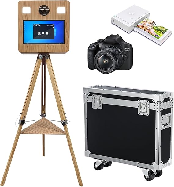 Portable Photo Booth with 15.6''Touch Screen Photo Booth Machine Ideal for Weddings,Parties,Celebrations,and Events Rental (Machine+Camera+Mini Printer)