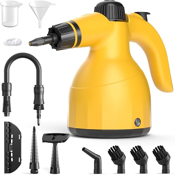 Handheld Steam Cleaner: Multi-Surface Steamer with 10 PCS Accessories Pressurized Natural Steam Cleaner for Home Cleaning Dirt, Grease, Grout, Tile, Floor, Couch and Car