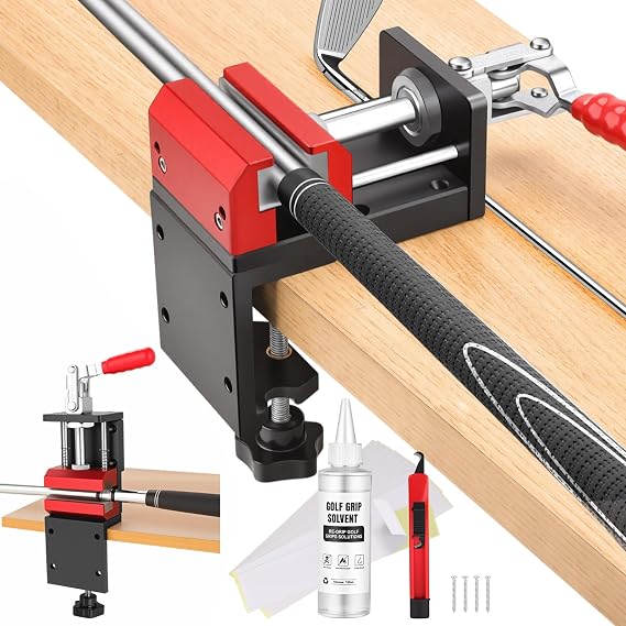 Golf Grip Kit for Regripping, 2-in-1 No Drill Golf Shaft Vice Clamp