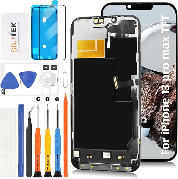 SRJTEK TFT for iPhone 13 Pro Max 液晶画面交換120Hz対応+センサー・ケーブル+同様のノッチサイズ 6.7インチディスプレイ タッチデジタイザー 液晶パネルスクリーンアセンブリ A2643 A2484 A2641 A2644 A2645 修理ツール付き