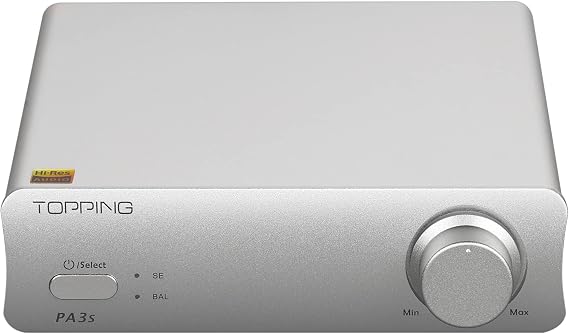 Topping PA3S Power Amplifier MA12070*2 Class D Fully Balanced Single Ended AMP 80W*2 RCA TRS Power Amplifier (Silver)