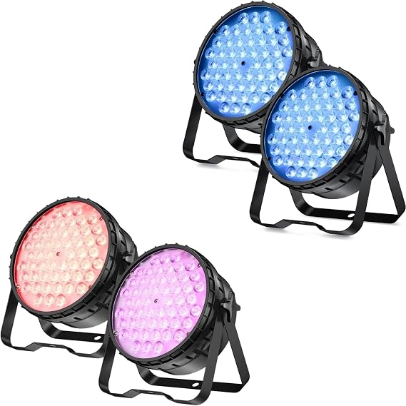 Betopper 54x3W LED RGB DJ Par Lights 2 Packs, 54x4W High CRI Par Light with CRI/RA Over 90 RGBW 2 Packs