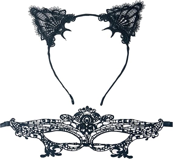 Cat Ears Headband Lace Masquerade Novelty Masquerade Halloween Ears Mask Headband Masquerade Party Gifts