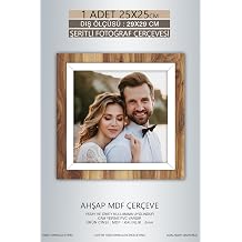 yhfoto 1 Adet 25x25 Çerçeve Ahşap Beyaz Şeritli Fotoğraf Mdf Çerçeve Kare Çerçeve Kahverengi 250 x 250
