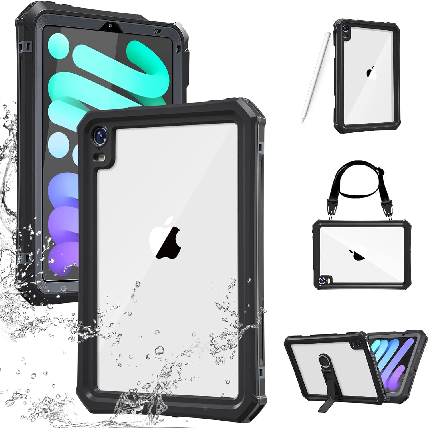 AICase iPad Mini 7 A17 Pro Case Water Proof 2024 iPad Mini 6 2021 6th Generation 8.3 Inch Waterproof, Dustproof, Shockproof Case Cover with 360 Full-Body Protection, with Lanyard and Kickstand