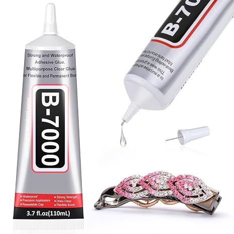 B-7000 Rhinestones Craft Glue, 110ML Clear Adhesive with Precision Tips for DIY Art, Fabric, Cell Phones, Metal, Jewelry Making