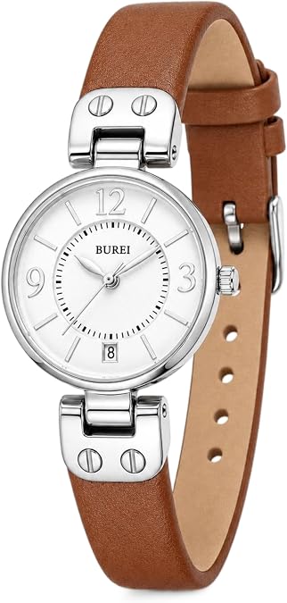 BUREI Women's Quartz Watch,25mm Small Elegant Dial with Leather Strap,Minimalist Lightweight Casual Dress Watch for Women,Mothers Day Gifts for Mom