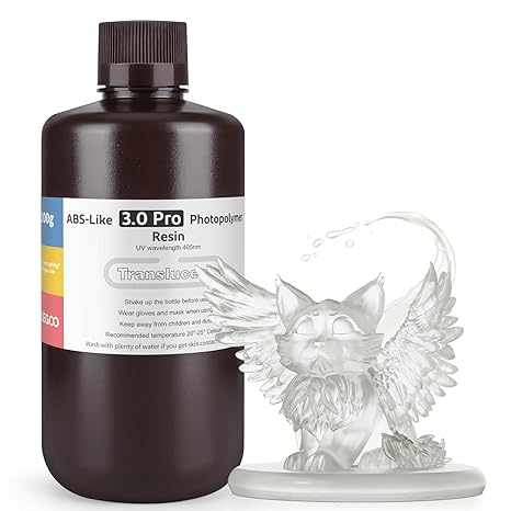 ELEGOO ABS-Like Resin 3.0 Pro, 3D Printer Resin with Low Viscosity and High Precision, 405nm Rapid UV-Curing Photopolymer Resin, 3D Resin for LCD/DLP 3D Printing, Clear 1000G