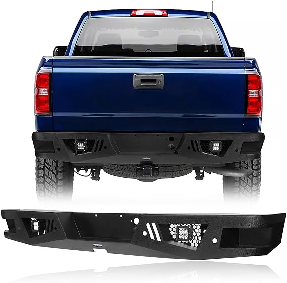 u-Box Silverado 1500 Rear Bumper Steel Step Back Bumper w/LED Lights Compatible with Chevy Silverado 1500 Pickup Trucks 07-18
