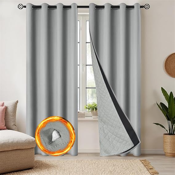 100% Blackout Curtains 1 Panel, Grey, 52"x84"