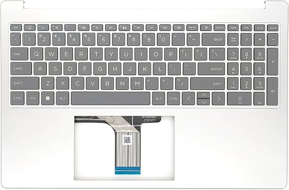 Replacement Upper Case Palmrest for HP 15-FC 15-FD Series Laptop Non-Backlit Keyboard Assembly Top Cover N36752-001 Silver