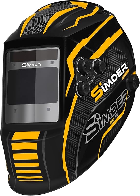 SSIMDER Large Viewing Screen 3.93"X2.36" True Color Solar Power Auto Darkening Welding Helmet, 4 Arc Sensor Wide Shade 4/5-9/9-13 for TIG MIG Arc Weld Grinding Welder Mask RLM-800-B