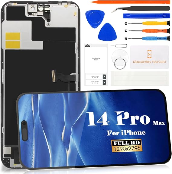 For iPhone 14 Pro Max Screen Replacement For iPhone 14 Pro Max LCD Replacement Screen 14 Pro Max Digitizer Display Touch Sensor Assembly Accessories Kits A2894, A2651, A2893, A2895 (Incell,Black)