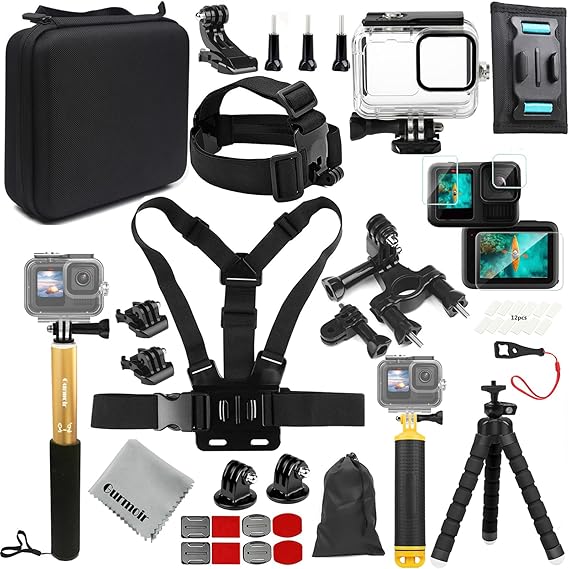 Accessories Set Kit with Waterproof Case for Go Pro Hero 13 12 11 10 9 Black, Underwater Diving Housing Floating Hand Grip Screen Protector Bundle Pack for GoPro 13 12 11 10 9 Camera(DT13)