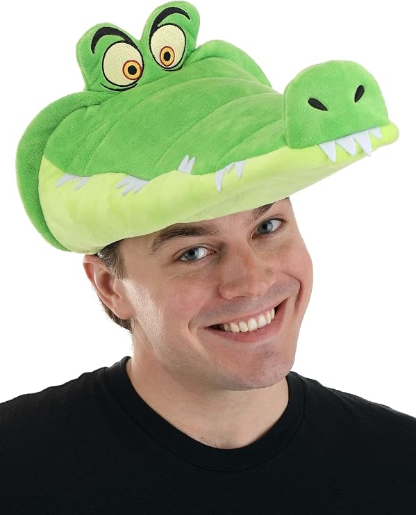 Tick-Tock Peter Pan Crocodile Plush Hat with Adjustable Fit, Officially Licensed