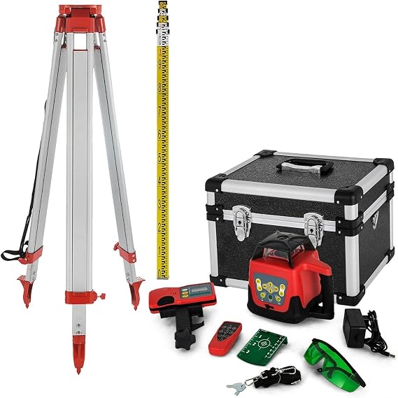 360° Rotary Laser Level Kit with 500m Range, Self-Leveling for Precise Outdoor Construction and Industrial Measurements