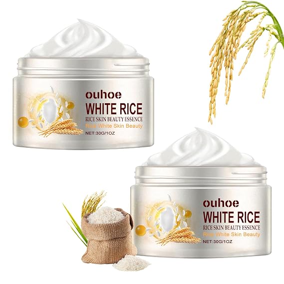 Rice Serum Face Moisturizer Cream,Fermented Rice Embryo Extract,Rich Moisturizer for Long-lasting Smooth Absorbtion without Stickiness Nourishes Deeply for Dry and Sensitive Skin Types(2PCS)
