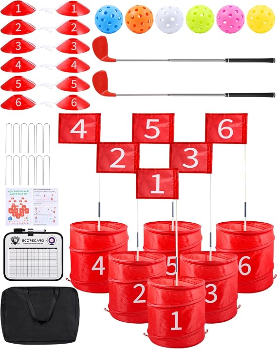 6-Hole Backyard Golf Game Set with 2 Clubs & Carry Bag