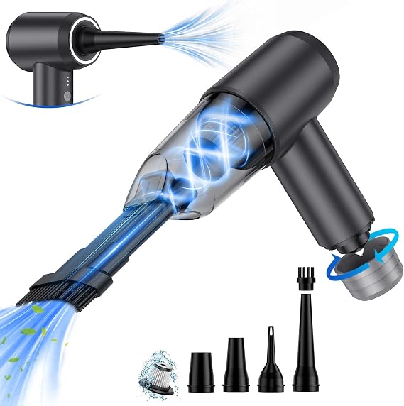 Handheld Vacuum,6-in-1 18000PA High Power Vacuum Cleaner/Air Duster,Portable Mini Vacuum Cleaner with Brushless Motor,Car Window Breaker and Seatbelt Cutter for Car Home(Grey)