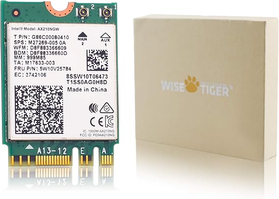 AX210NGW WiFi Card, WiFi 6E 802.11ax Wireless Card Intel AX210 NGW Bluetooth 5.3 Tri-Band 5400Mbps Network Adapter Wireless Module Expand to 6GHz for Laptop Support Windows 10/11 (64bit) M.2/NGFF